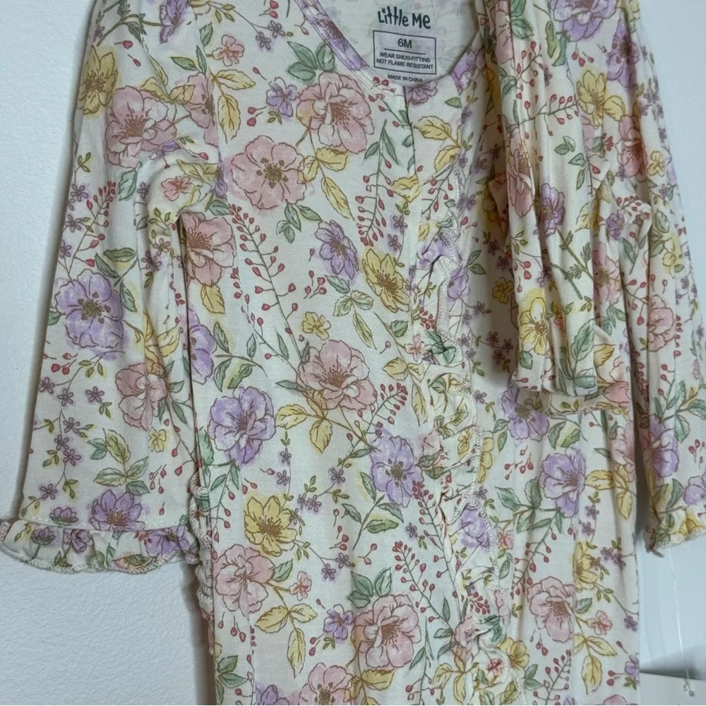 Little Me Pink and Purple Floral Footie